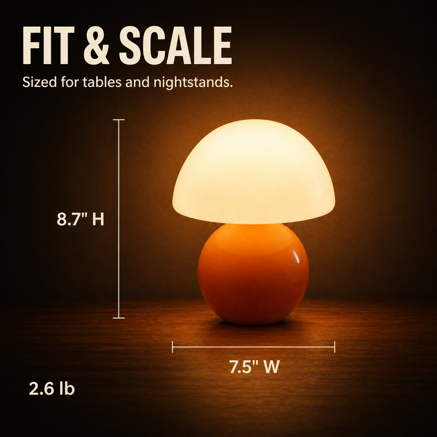 Acorn lamp dimensions and weight infographic