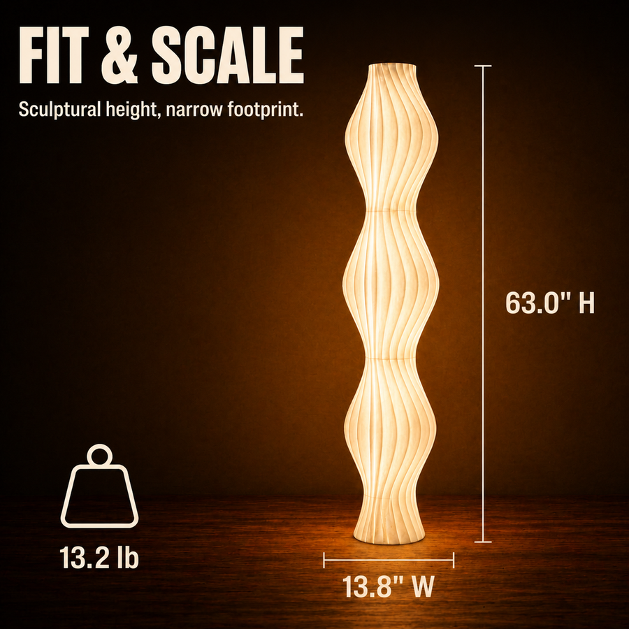 Coil lamp dimensions and weight infographic