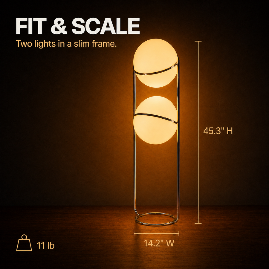 Duo lamp dimensions and weight infographic