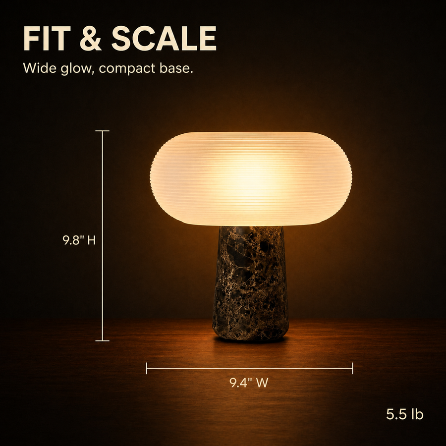 Flint lamp dimensions and weight infographic