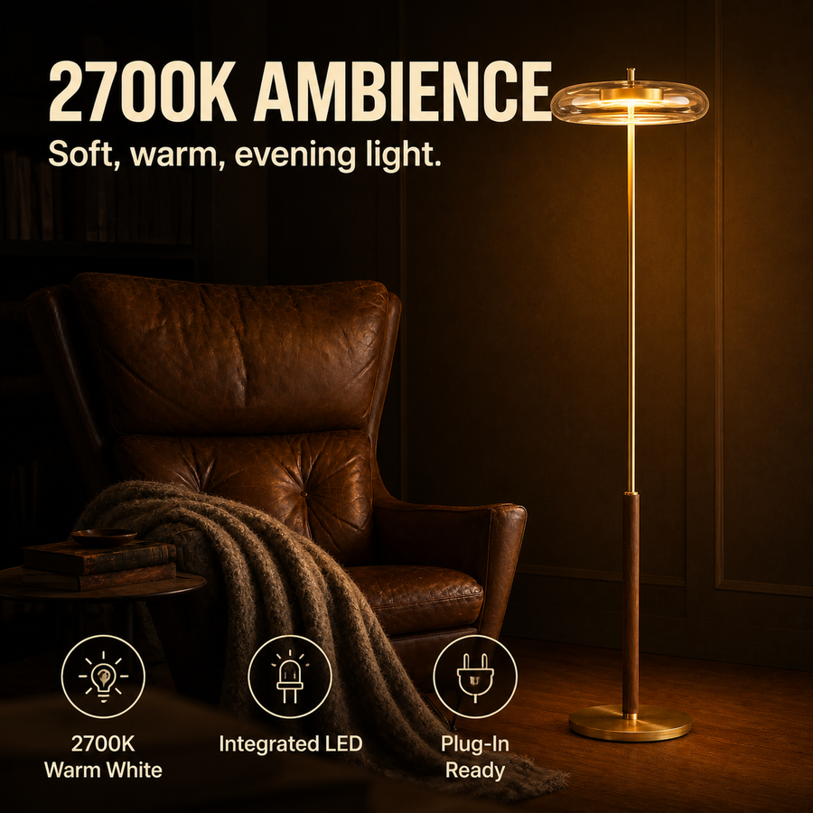 Heron lamp 2700K warm-light ambience infographic