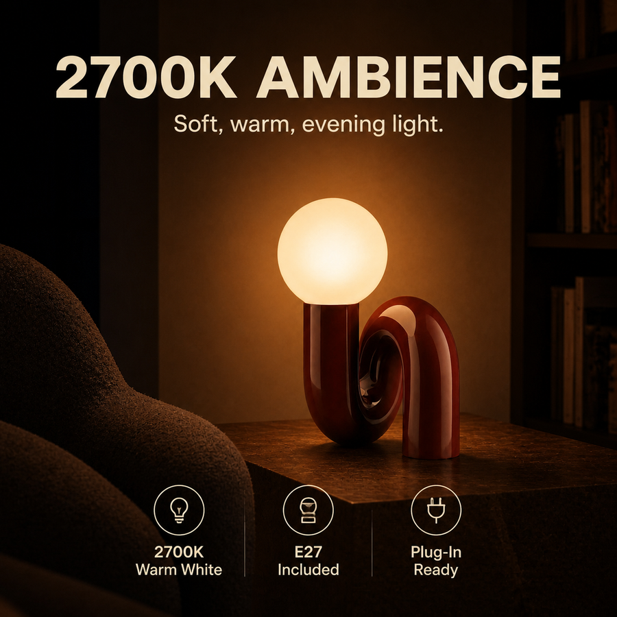 Loop lamp 2700K warm-light ambience infographic