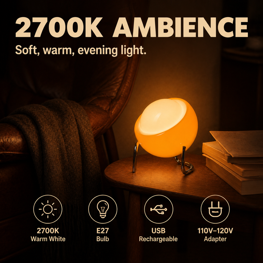Marigold lamp 2700K warm-light ambience infographic