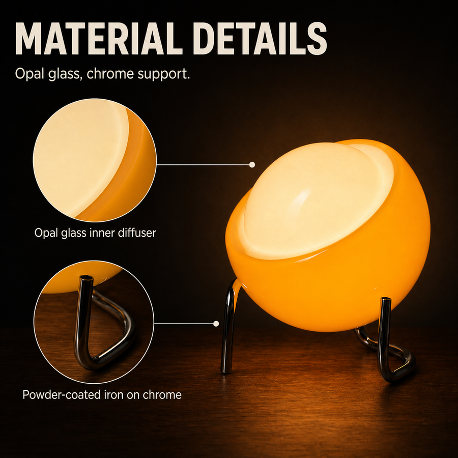 Marigold lamp material details infographic