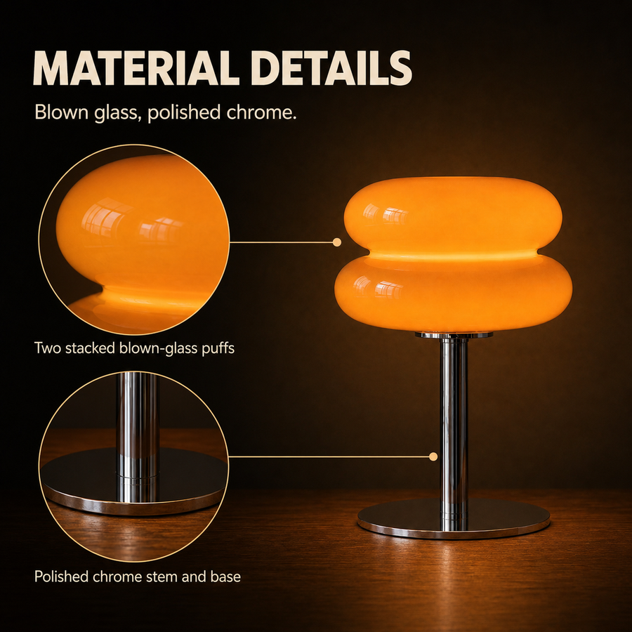Puff lamp material details infographic