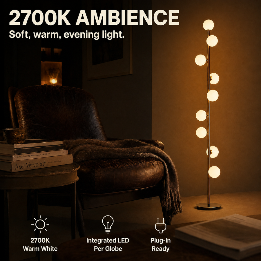 Vine lamp 2700K warm-light ambience infographic