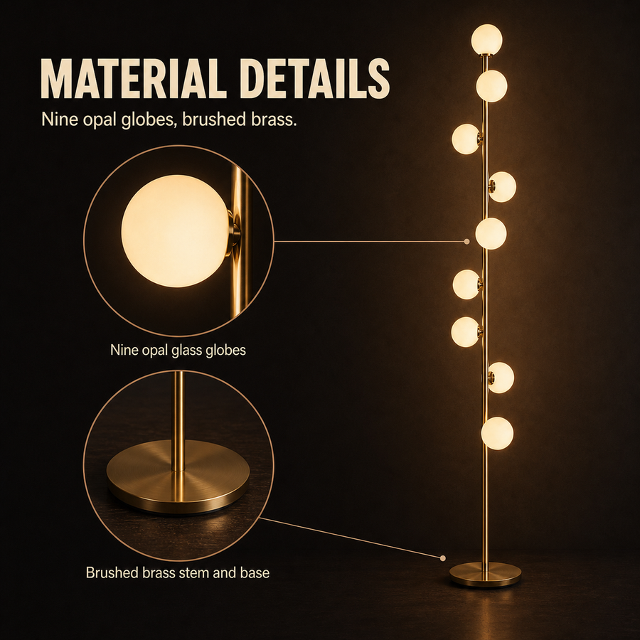 Vine lamp material details infographic