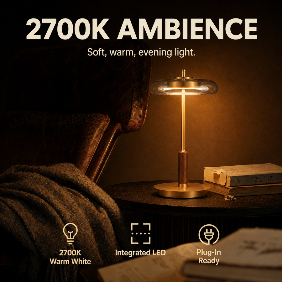 Wren lamp 2700K warm-light ambience infographic