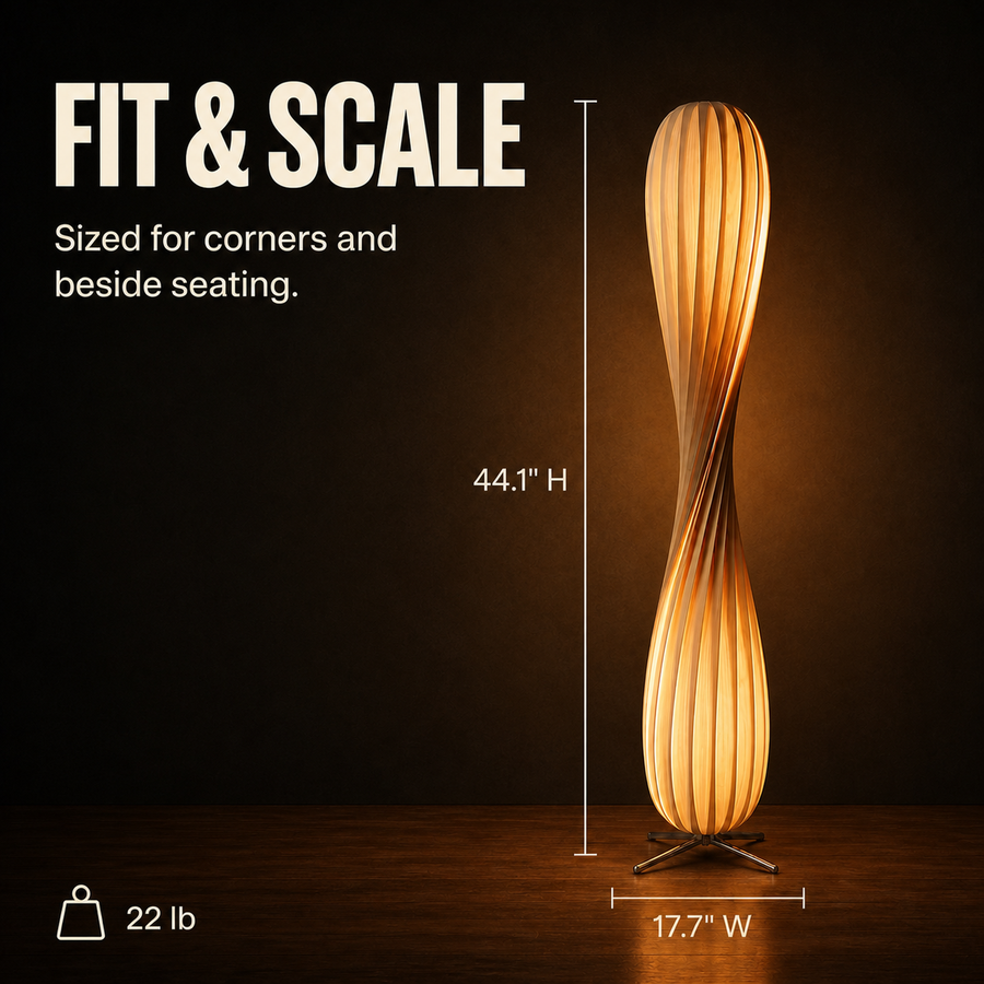 Aven lamp dimensions and weight infographic