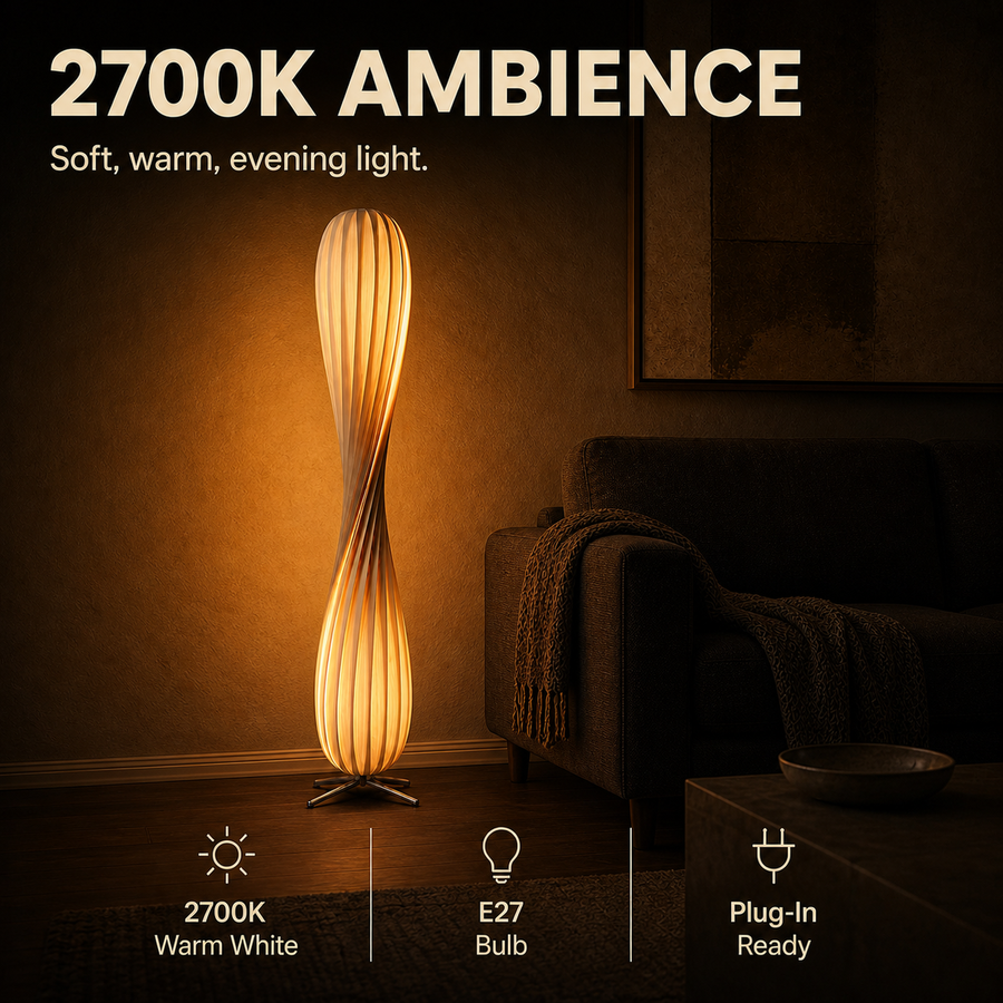 Aven lamp 2700K warm-light ambience infographic