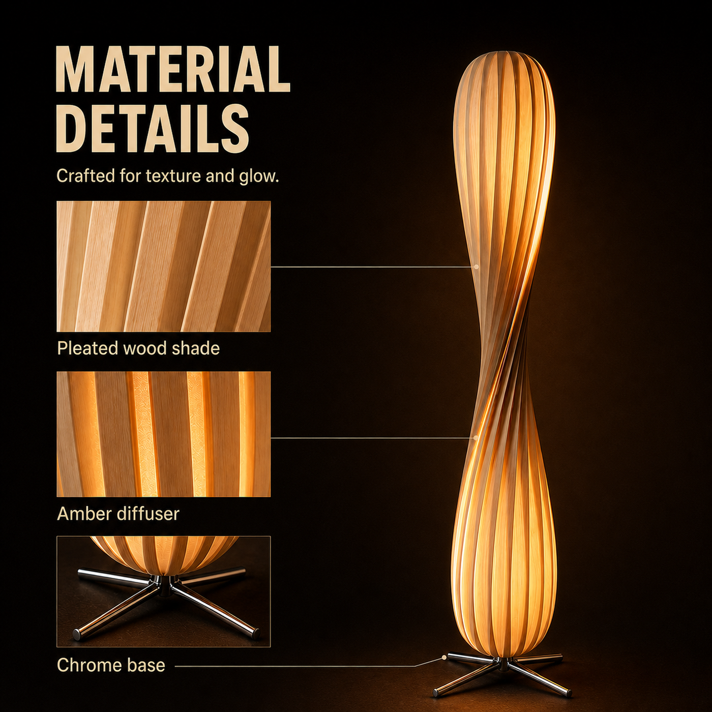 Aven lamp material details infographic
